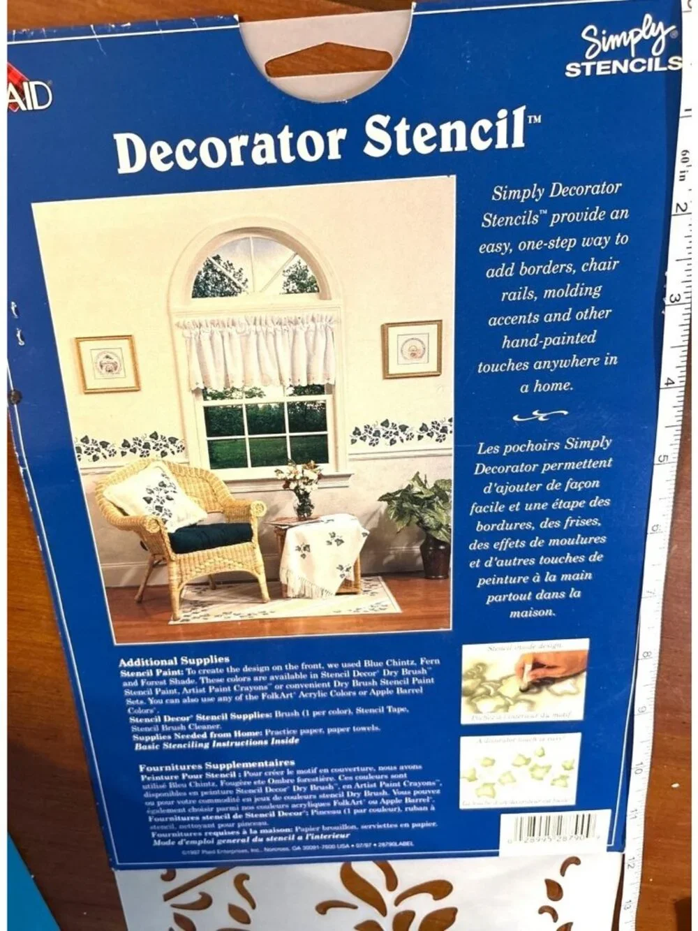 Vintage 1997 Plaid Simply Stencil Decorator Edge Reuseable Stencil #25790Floral